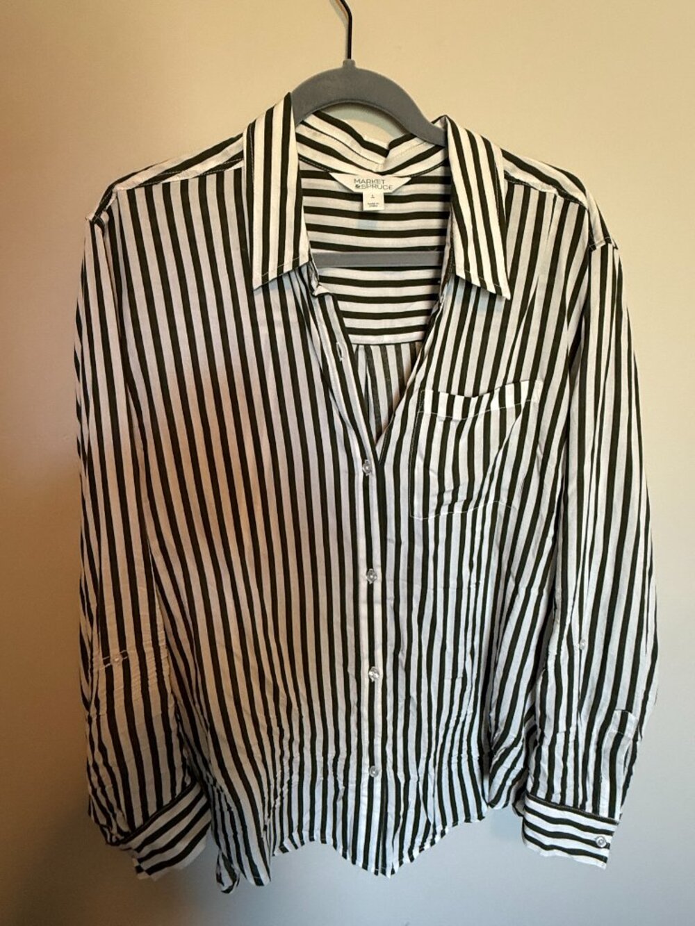 Market & Spruce Striped Button Down Blouse Size Large
